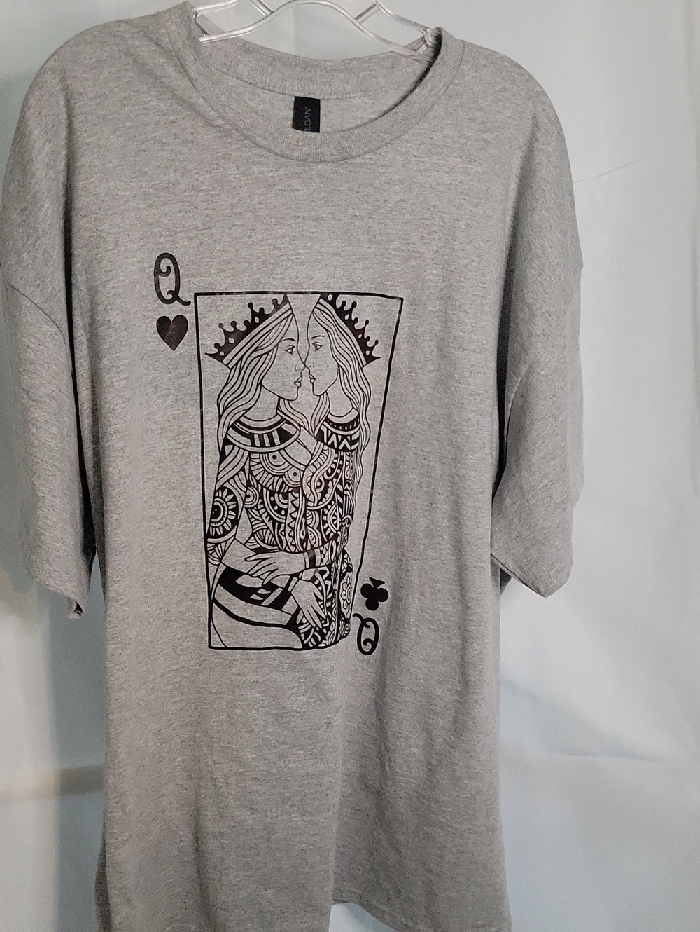 Gildan Gray Short-Sleeve Tee with Queen Playing Card Graphic
